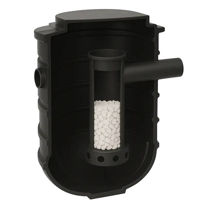 Model neutralizatora kwasów akumulatorowych w zbiorniku tworzywowym