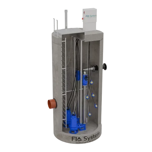 Model przepompowni ścieków typoszeregu FLO POMP firmy Flo System