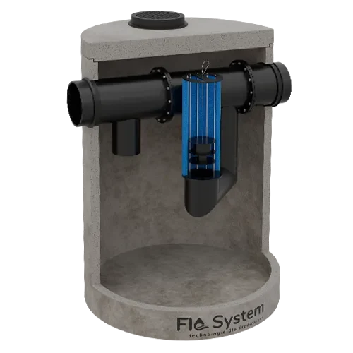 Model separatora substancji ropopochodnych w zbiorniku betonowym